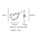 Silver stainless steel heart OT toggle clasp for jewelry making with precise measurements - Heart (HP0123S07)