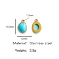 Ovale turquoise hanger in gouden roestvrijstalen frame voor het maken van sieraden - Turquoise (HP0051G52)