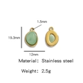 Gouden roestvrijstalen hanger met twee groene natuurstenen voor het maken van sieraden - Jade (HP0051G53)