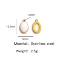 Ovale roestvrijstalen hanger met goudlaag en wit inlegwerk voor DIY-sieraden maken - Wit (HP0051G55)