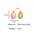 Ovale vergulde roestvrijstalen hanger met roze edelsteen voor het maken van sieraden - Roze (HP0051G56)