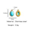 Ovale turquoise hanger in goud roestvrijstalen frame van 19,3mm bij 12mm - Turquoise (HP0051G57)