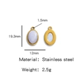 Ovale gouden roestvrijstalen hanger met lichtpaarse natuursteen en afmeting details - Doorschijnend Wit (HP0051G58)