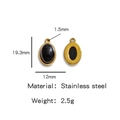 Ovale gouden roestvrijstalen hanger met zwarte steen inleg en exacte afmetingen - Zwart (HP0051G59)