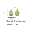 Ovale lichtgroene natuursteen hanger van verguld roestvrij staal voor het maken van sieraden - Jade (HP0051G60)