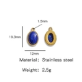 Ovale roestvrijstalen hanger in goudkleur met ingelegde lapis lazuli steen - Donkerblauw (HP0051G61)