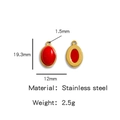 Rode ovale natuursteen hanger met gouden roestvrijstalen rand voor sieraden - Rood (HP0051G62)