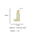 Light blue enamel cowboy boot pendant in gold stainless steel with dimensions and weight - Single Pendant (Drip Oil) / Cyan (HP0093G11)