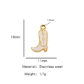 18K gold plated stainless steel cowboy boot charm with white enamel detail, 18x11mm size - Single Pendant (Drip Oil) / White (HP0093G14)