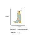 18K gold plated stainless steel cowboy boot charm with light blue enamel finish - Single Pendant (Drip Oil) / Blue (HP0093G15)