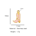 18K gold plated stainless steel cowboy boot charm pendant in pink enamel finish - Single Pendant (Drip Oil) / Pink (HP0093G16)