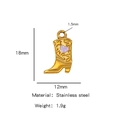 18K gold plated stainless steel cowboy boot charm with purple heart detail, 18mm height - Single Pendant (Drip Oil) / Purple (HP0093G20)