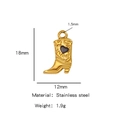 Polished 18K gold stainless steel cowboy boot charm with heart pattern and scrolling - Single Pendant (Drip Oil) / Black (HP0093G21)