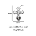 Silberner Retro Kreuzanhänger aus Edelstahl mit Reliefschnitzerei, Länge 40 mm - Engel Relief Kreuz (HP0162S03)