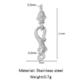 Silver stainless steel S-hook connector for DIY jewelry making with dimensions shown - Single Piece Price (Vacuum Plated) / Striped Cylinder S Hook Silver (HP0179S05)
