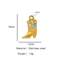 Stainless steel 18K gold plated cowboy boot pendant with blue heart and floral detail - Single Pendant (Drip Oil) / Blue (HP0093G23)