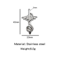 Silver stainless steel cross pendant with sword and snake design, size 40x23mm - Snake Sword Wings Style (HP0162S05)