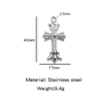 Polished silver stainless steel cross pendant measuring 40mm by 17mm with 9.4g weight - Fine Carved Cross (HP0162S06)