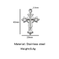 Silver stainless steel cross pendant with dimensional layered texture and size parameters - Multi-layer Structure Cross (HP0162S07)