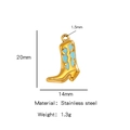18K gold-plated stainless steel cowboy boot charm with blue fire details, 20mm height - Single Pendant (Drip Oil) / Blue (HP0093G27)