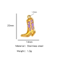 18K gold plated stainless steel cowboy boot charm with purple enamel wave detailing - Single Pendant (Drip Oil) / Purple (HP0093G28)