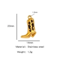 18K gold plated stainless steel cowboy boot charm with black enamel flame design - Single Pendant (Drip Oil) / Black (HP0093G29)