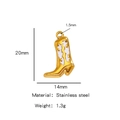 Stainless steel 18K gold plated cowboy boot pendant with white enamel detail measurements - Single Pendant (Drip Oil) / White (HP0093G30)