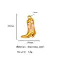 18K gold plated stainless steel cowboy boot pendant with pink enamel flowers - Single Pendant (Drip Oil) / Pink (HP0093G32)