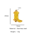 Golden stainless steel western cowboy boot pendant charm with yellow heart pattern detail - Single Pendant (Drip Oil) / Yellow (HP0093G33)