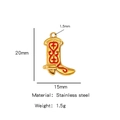 18K gold plated stainless steel cowboy boot pendant with red enamel heart detail - Single Pendant (Drip Oil) / Red (HP0093G34)