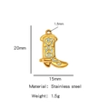 18K gold plated stainless steel cowboy boot pendant with blue enamel pattern charms - Single Pendant (Drip Oil) / Cyan (HP0093G35)