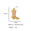 18K gold plated stainless steel cowboy boot pendant in purple enamel with heart detail - Single Pendant (Drip Oil) / Purple (HP0093G36)
