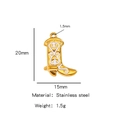 Gold-plated cowboy boot pendant with white enamel hearts and dimensions 20x15mm - Single Pendant (Drip Oil) / White (HP0093G38)