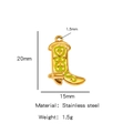 18K gold plated stainless steel cowboy boot pendant with green enamel and heart motif - Single Pendant (Drip Oil) / Green (HP0093G39)