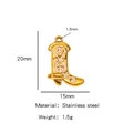 18K gold plated stainless steel cowboy boot charm with pink enamel floral pattern - Single Pendant (Drip Oil) / Pink (HP0093G40)