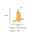 Golden cowboy boot pendant in stainless steel with 25mm height and floral relief detail - Single Pendant (Drip Oil) / Gold (HP0093G41)