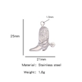 Silver stainless steel cowboy boot pendant charm with 25mm height dimension details - Single Pendant (Drip Oil) / Steel (HP0093S41)
