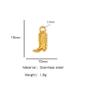 18K gold plated stainless steel cowboy boot charm with vintage engraved pattern details - Single Pendant (Drip Oil) / Gold (HP0093G42)