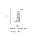 Silver western cowboy boot charm in stainless steel with detailed textures and dimensions - Single Pendant (Drip Oil) / Steel (HP0093S42)