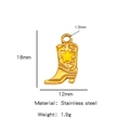 18K gold plated stainless steel cowboy boot charm with yellow star and circular ring - Single Pendant (Drip Oil) / Yellow (HP0093G01)