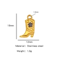 18K gold plated stainless steel cowboy boot pendant with embossed star detail - Single Pendant (Drip Oil) / Black (HP0093G05)