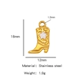 18K gold plated stainless steel cowboy boot charm with white star and size details - Single Pendant (Drip Oil) / White (HP0093G06)