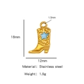 Gold stainless steel cowboy boot pendant with blue star detail and measurements - Single Pendant (Drip Oil) / Blue (HP0093G07)