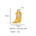 18K gold plated stainless steel cowboy boot charm with purple star detail - Single Pendant (Drip Oil) / Purple (HP0093G04)