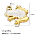 Lucky frog charm in golden stainless steel with white inlay, size 14x12mm for DIY jewelry - Single Price (Vacuum Drip Oil) / White (HP0173G01)