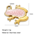 Pink lucky frog charm in 304L stainless steel and golden finish for DIY jewelry - Single Price (Vacuum Drip Oil) / Pink (HP0173G02)