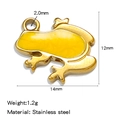 Golden stainless steel frog pendant charm with yellow enamel finish and dimensions - Single Price (Vacuum Drip Oil) / Yellow (HP0173G04)