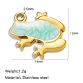 Golden 304L stainless steel frog pendant with green textured inlay, 12mm x 14mm size - Single Price (Vacuum Drip Oil) / Green (HP0173G05)