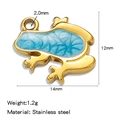 Blue marble frog pendant in 304L stainless steel gold finish, 14mm jewelry charm - Single Price (Vacuum Drip Oil) / Lake Blue (HP0173G06)