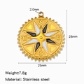 Ciondolo bussola dorato in acciaio inossidabile con motivo a stella e dettagli misura 25mm - Stile Bussola (HP0196G01) / Pezzo Singolo (Placcatura sottovuoto)